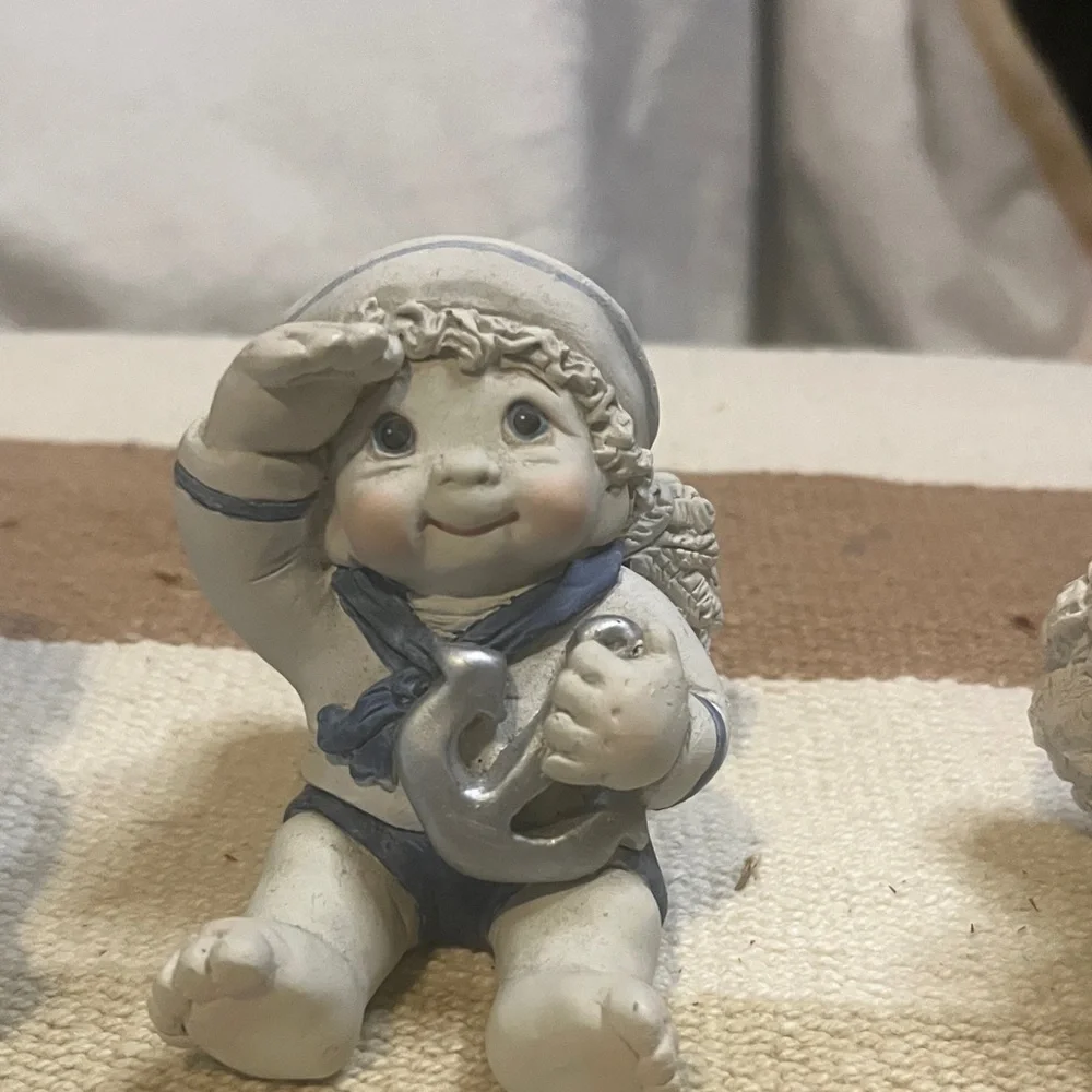 Whimsical Gnome Shelf Decor - Blue and Cream